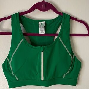 J.Crew SleekStretch Zip Front Sports Bra | Green | Medium